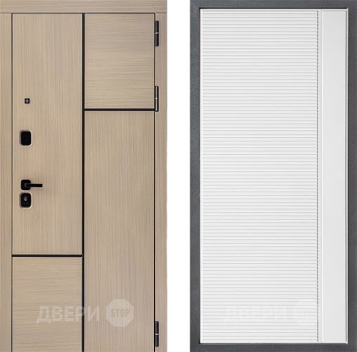 Входная металлическая Дверь Дверной континент ДК-14 ФЛ-757 Белое Стекло Софт милк в Голицыно