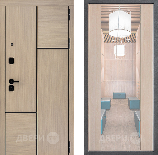 Входная металлическая Дверь Дверной континент ДК-14 ФЛЗ-1 Зеркало Капучино в Голицыно