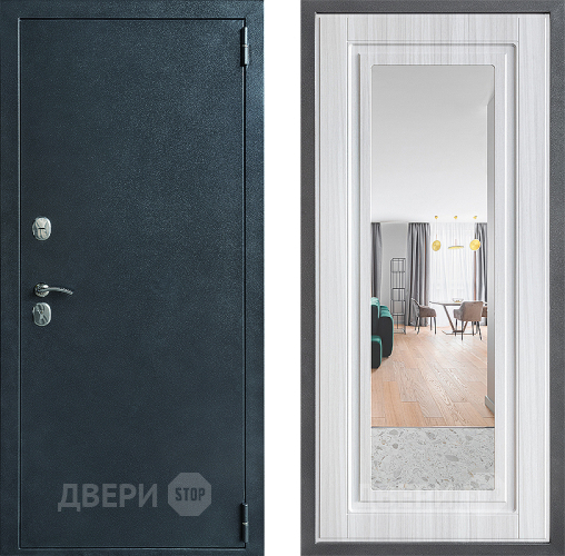 Входная металлическая Дверь Дверной континент ДК-70 Дизайн ФЛЗ Зеркало Сандал белый в Голицыно