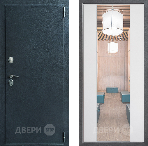 Входная металлическая Дверь Дверной континент ДК-70 Дизайн ФЛЗ-1 Зеркало Белый софт в Голицыно