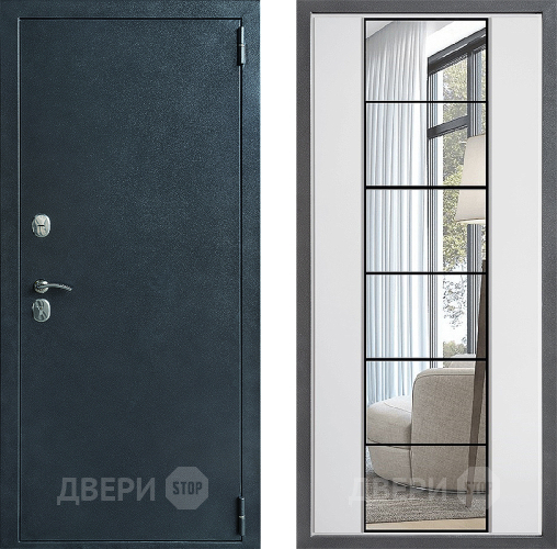 Входная металлическая Дверь Дверной континент ДК-70 Дизайн ФЛЗ-2 Зеркало Белый софт в Голицыно