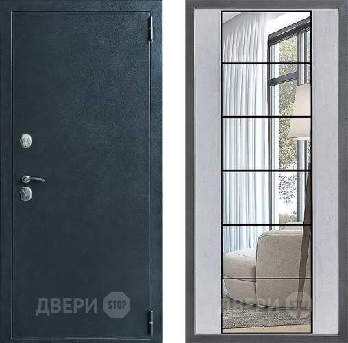 Входная металлическая Дверь Дверной континент ДК-70 Дизайн ФЛЗ-2 Зеркало Бетон светлый в Голицыно