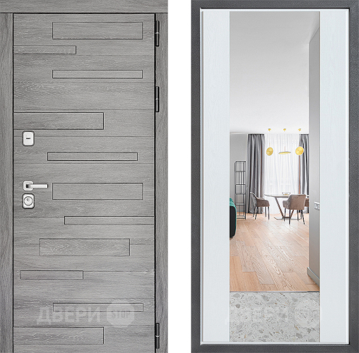 Входная металлическая Дверь Дверной континент ДК-10 ФЛЗ-1 Зеркало Белое дерево в Голицыно