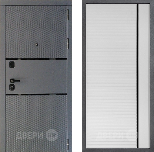 Входная металлическая Дверь Дверной континент Диамант Дизайн ФЛ-757 Черное Стекло Софт милк в Голицыно