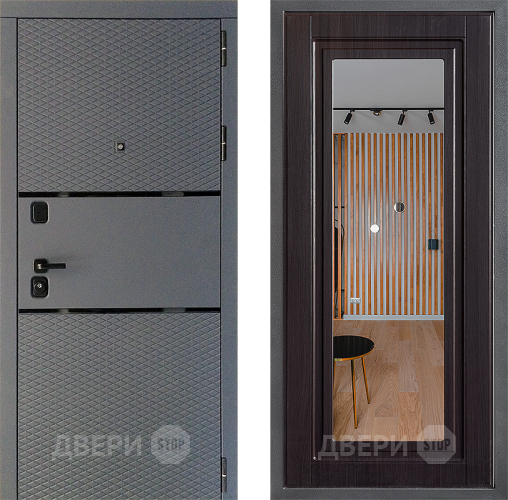 Входная металлическая Дверь Дверной континент Диамант Дизайн ФЛЗ Зеркало Венге в Голицыно