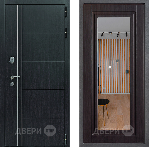 Дверь Дверной континент Теплолюкс Дизайн ФЛЗ Зеркало Венге в Голицыно