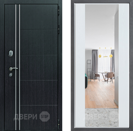 Дверь Дверной континент Теплолюкс Дизайн ФЛЗ-1 Зеркало Белое дерево в Голицыно