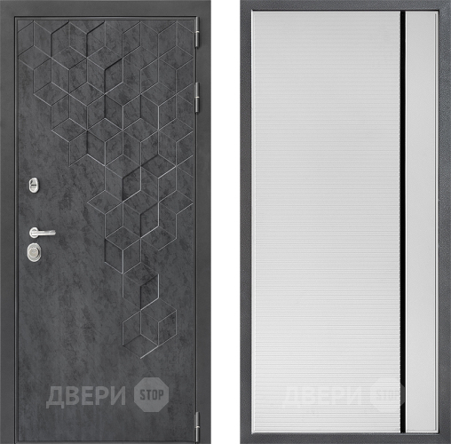 Входная металлическая Дверь Дверной континент ДК-3/713 ФЛ-757 Черное Стекло Софт милк в Голицыно