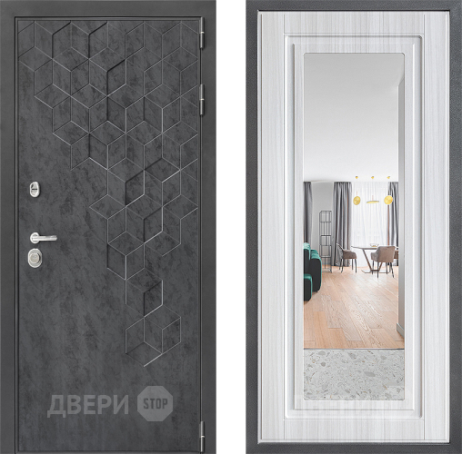 Входная металлическая Дверь Дверной континент ДК-3/713 ФЛЗ Зеркало Сандал белый в Голицыно