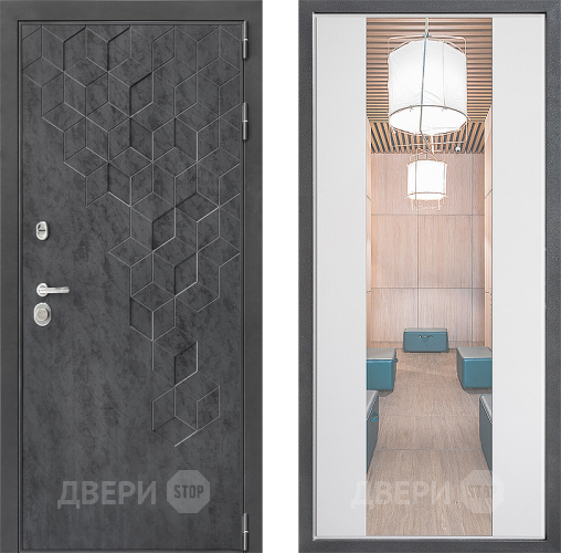 Входная металлическая Дверь Дверной континент ДК-3/713 ФЛЗ-1 Зеркало Белый софт в Голицыно