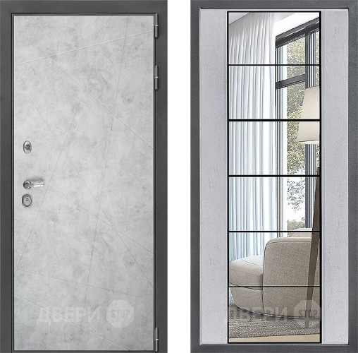 Входная металлическая Дверь Дверной континент ДК-3/743 ФЛЗ-2 Зеркало Бетон светлый в Голицыно
