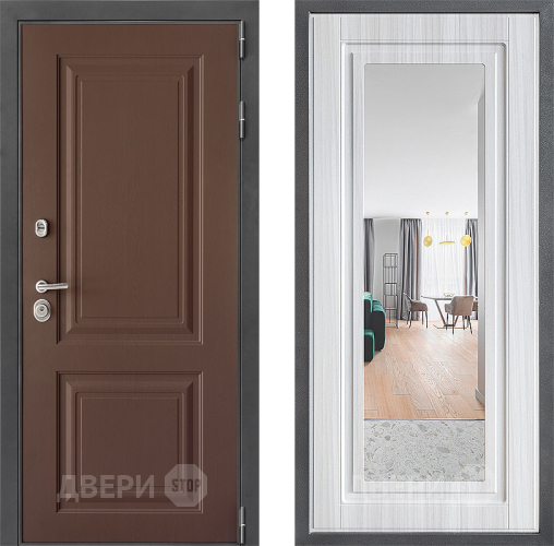 Входная металлическая Дверь Дверной континент ДК-3/729 ФЛЗ Зеркало Сандал белый в Голицыно