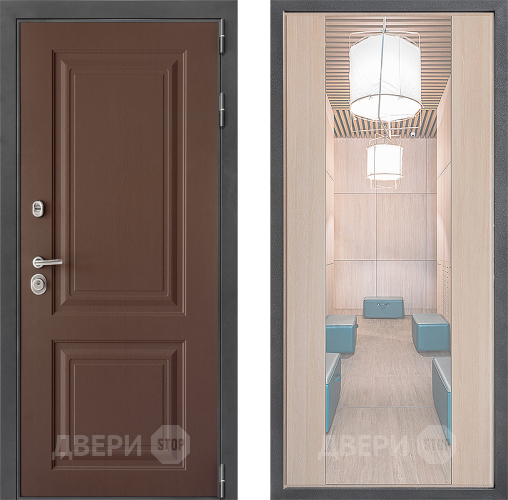 Входная металлическая Дверь Дверной континент ДК-3/729 ФЛЗ-1 Зеркало Капучино в Голицыно