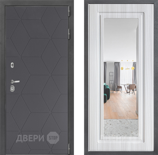 Входная металлическая Дверь Дверной континент ДК-3/744 ФЛЗ Зеркало Сандал белый в Голицыно