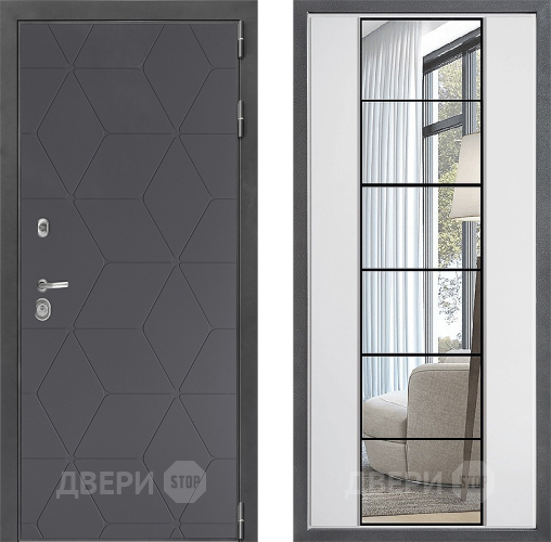Входная металлическая Дверь Дверной континент ДК-3/744 ФЛЗ-2 Зеркало Белый софт в Голицыно