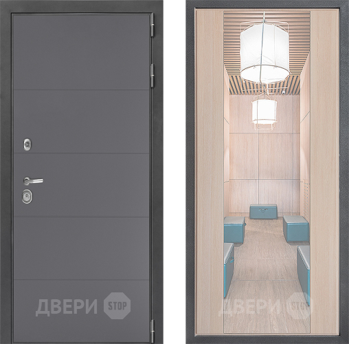 Входная металлическая Дверь Дверной континент ДК-3/649 ФЛЗ-1 Зеркало Капучино в Голицыно