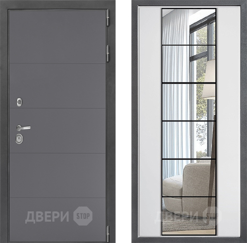 Входная металлическая Дверь Дверной континент ДК-3/649 ФЛЗ-2 Зеркало Белый софт в Голицыно