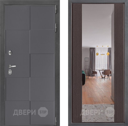 Входная металлическая Дверь Дверной континент ДК-3/606 ФЛЗ-1 Зеркало Венге в Голицыно