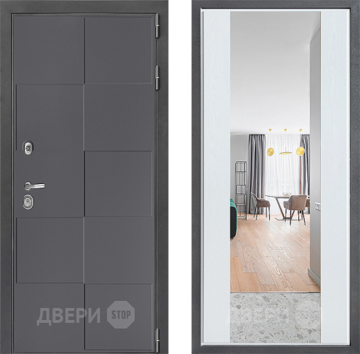 Дверь Дверной континент ДК-3/606 ФЛЗ-1 Зеркало Белое дерево в Голицыно