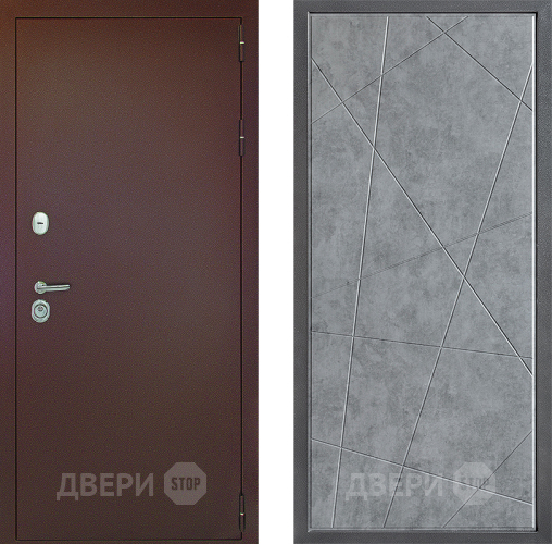 Входная металлическая Дверь Дверной континент Рубикон Медь Дизайн ФЛ-655 Бетон серый в Голицыно