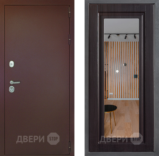 Дверь Дверной континент Рубикон Медь Дизайн ФЛЗ Зеркало Венге в Голицыно