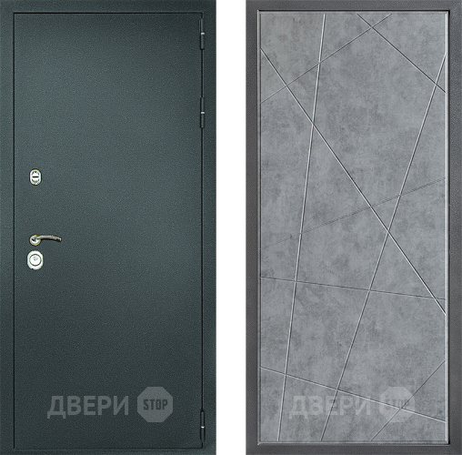 Дверь Дверной континент Рубикон Серебро Дизайн ФЛ-655 Бетон серый в Голицыно