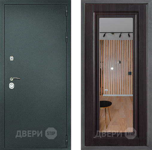 Дверь Дверной континент Рубикон Серебро Дизайн ФЛЗ Зеркало Венге в Голицыно