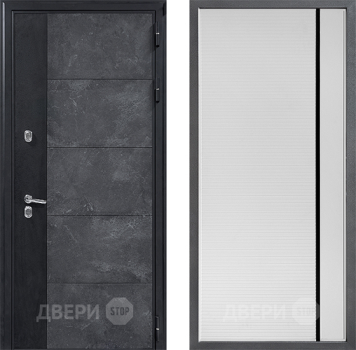 Входная металлическая Дверь Дверной континент ДК-15 Бетон ТЕРМО ФЛ-757 Черное Стекло Софт милк в Голицыно