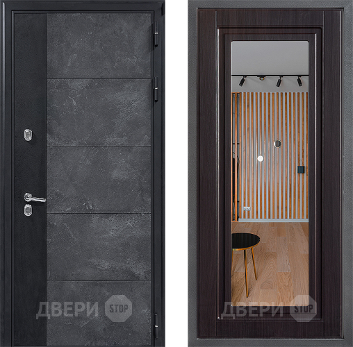 Входная металлическая Дверь Дверной континент ДК-15 Бетон ТЕРМО ФЛЗ Зеркало Венге в Голицыно