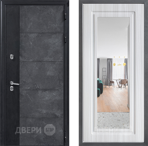 Входная металлическая Дверь Дверной континент ДК-15 Бетон ТЕРМО ФЛЗ Зеркало Сандал белый в Голицыно