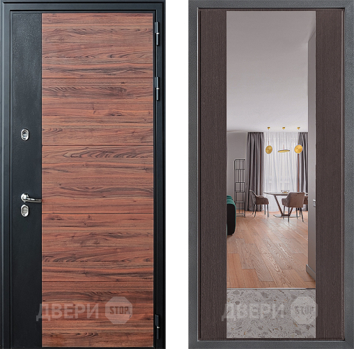 Входная металлическая Дверь Дверной континент ДК-15 Красное Дерево ТЕРМО ФЛЗ-1 Зеркало Венге в Голицыно