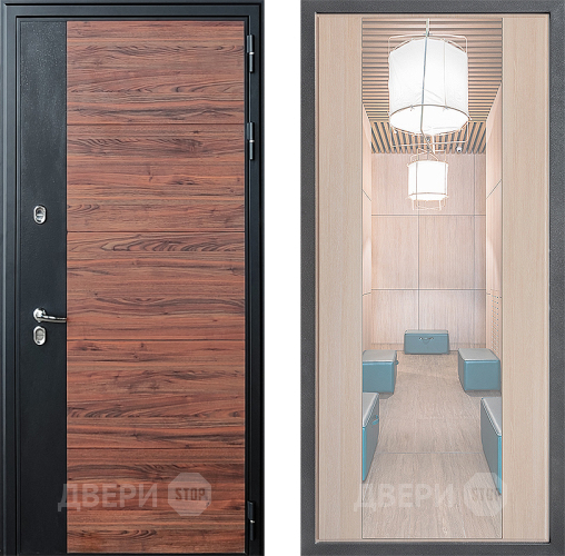 Входная металлическая Дверь Дверной континент ДК-15 Красное Дерево ТЕРМО ФЛЗ-1 Зеркало Капучино в Голицыно