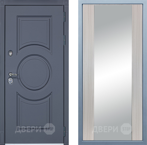 Входная металлическая Дверь Дива МХ-30 STR Д-15 Зеркало Сандал белый в Голицыно