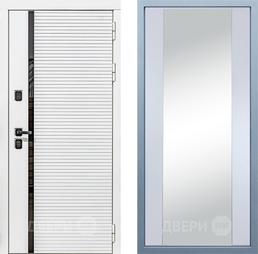 Входная металлическая Дверь Дива МХ-45 Белая STR Д-15 Зеркало Белый в Голицыно