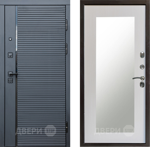 Входная металлическая Дверь Престиж Черная Линия Зеркло Пастораль Лиственница белая в Голицыно