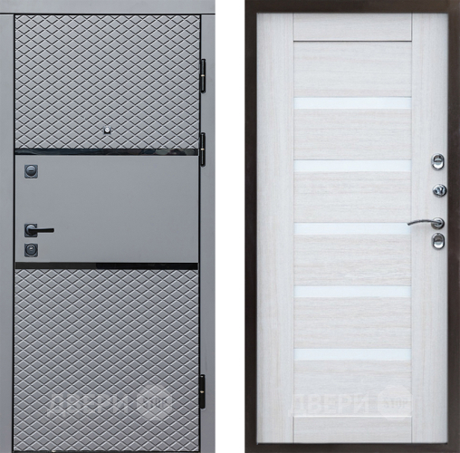 Входная металлическая Дверь Престиж Ромб Царга Лиственница белая в Голицыно