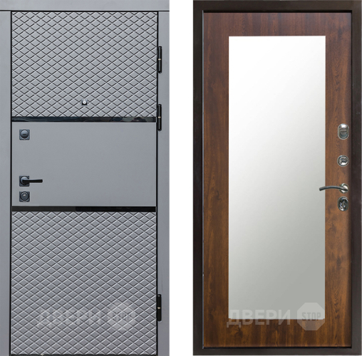 Входная металлическая Дверь Престиж Ромб Зеркло Пастораль Дуб в Голицыно