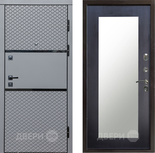 Входная металлическая Дверь Престиж Ромб Зеркло Пастораль Венге в Голицыно