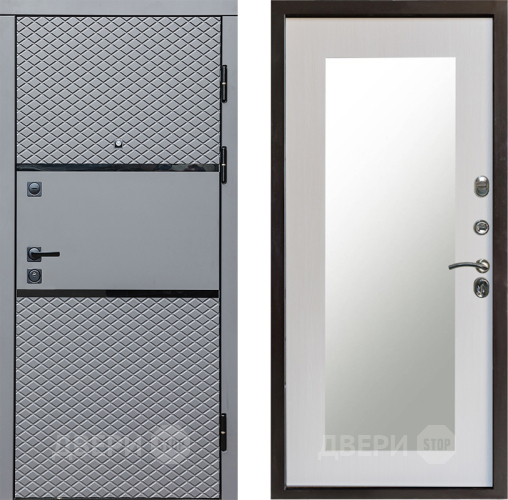 Входная металлическая Дверь Престиж Ромб Зеркло Пастораль Лиственница белая в Голицыно