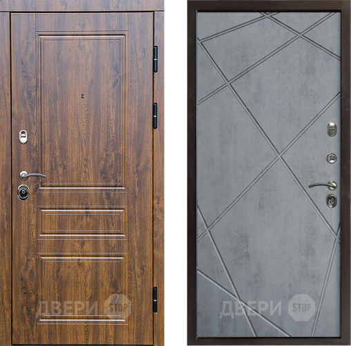 Входная металлическая Дверь Престиж Классика Дуб Лучи Бетон темный в Голицыно