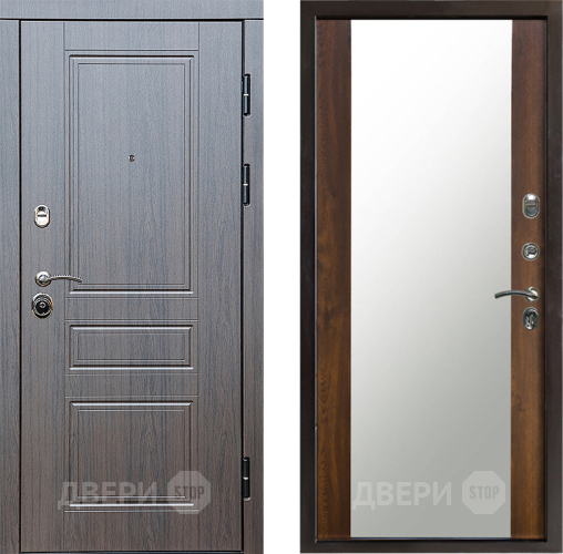 Входная металлическая Дверь Престиж Классика Венге Зеркало Дуб в Голицыно