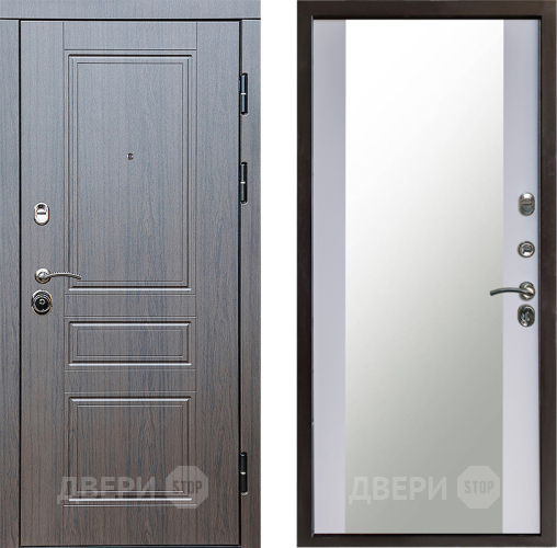 Входная металлическая Дверь Престиж Классика Венге Зеркало Белый софт в Голицыно