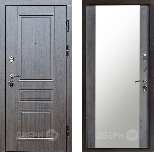 Входная металлическая Дверь Престиж Классика Венге Зеркало Бетон темный в Голицыно