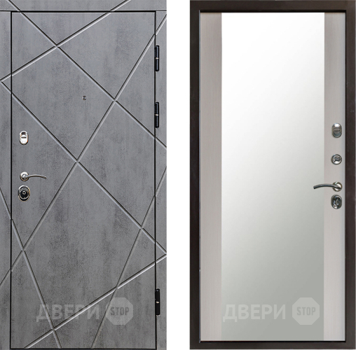 Входная металлическая Дверь Престиж Лучи Зеркало Лиственница белая в Голицыно