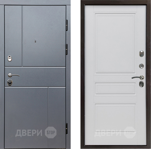 Входная металлическая Дверь Престиж Горизонт Грэй Классика Белый матовый в Голицыно