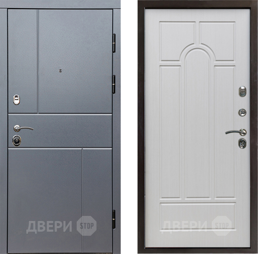 Входная металлическая Дверь Престиж Горизонт Грэй Арка Лиственница белая в Голицыно
