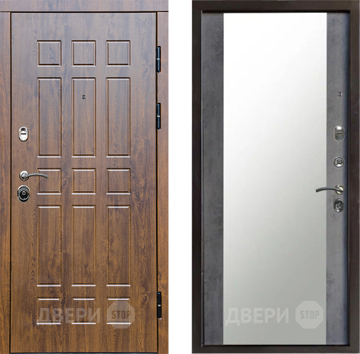 Входная металлическая Дверь Престиж Стандарт Зеркало Бетон темный в Голицыно