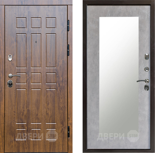 Входная металлическая Дверь Престиж Стандарт Зеркло Пастораль Бетон светлый в Голицыно