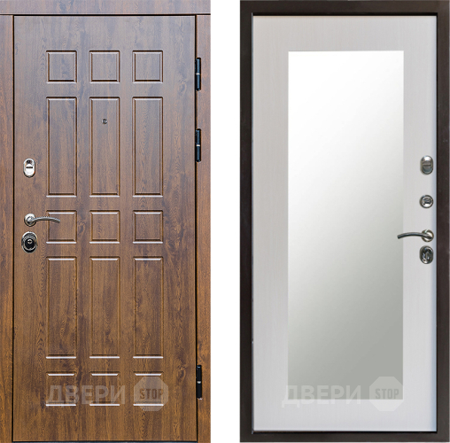 Входная металлическая Дверь Престиж Стандарт Зеркло Пастораль Лиственница белая в Голицыно