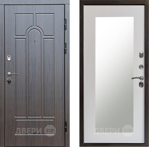 Входная металлическая Дверь Престиж Арка Зеркло Пастораль Лиственница белая в Голицыно